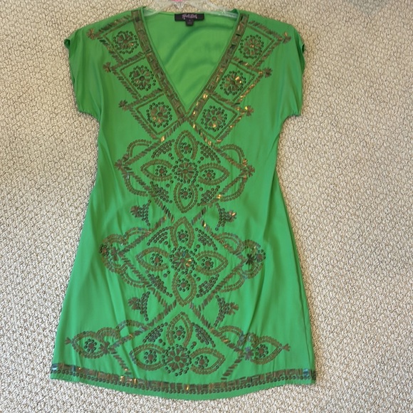Green silk dress - Picture 2 of 2